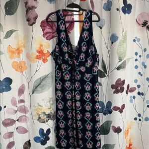 NIC+ZOE Black and Pink Patterned Midi Dress
